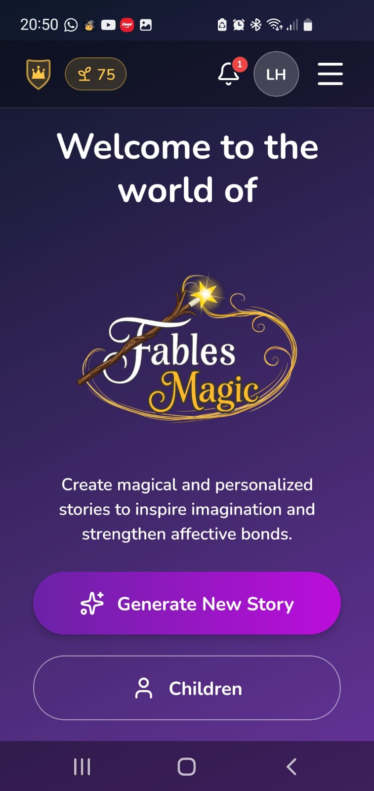 Fables Magic - Tela Inicial